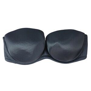 Cacique Convertible Strapless Bra Black 40DD Seamless Underwire Padded No Strap